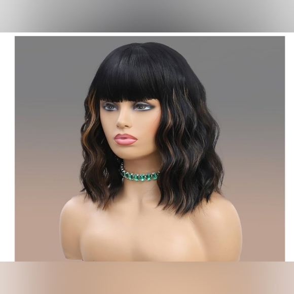 NWT Black and Brown Wavy Hair Wig 14" - Picture 3 of 14